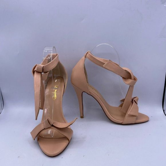 XYD Nude Open Toe Bowknot Stilettos Ankle Strap - Picture 3 of 10